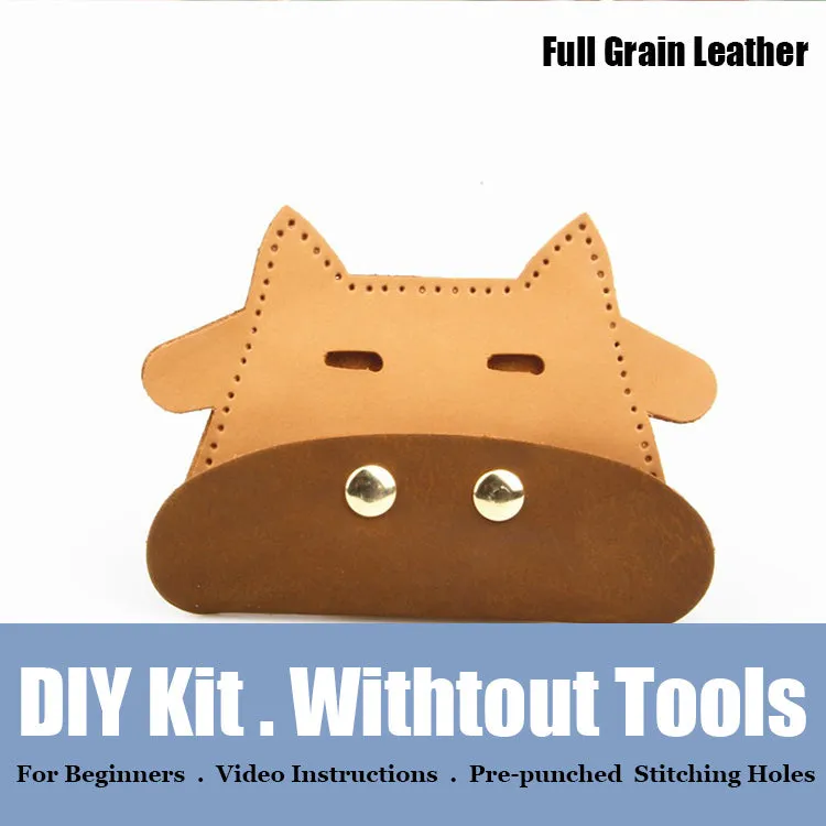 Leather Card Holder Kit DIY Leather Cow Coin Wallets Kit DIY Eco Leather Projects DIY Leather Kit
