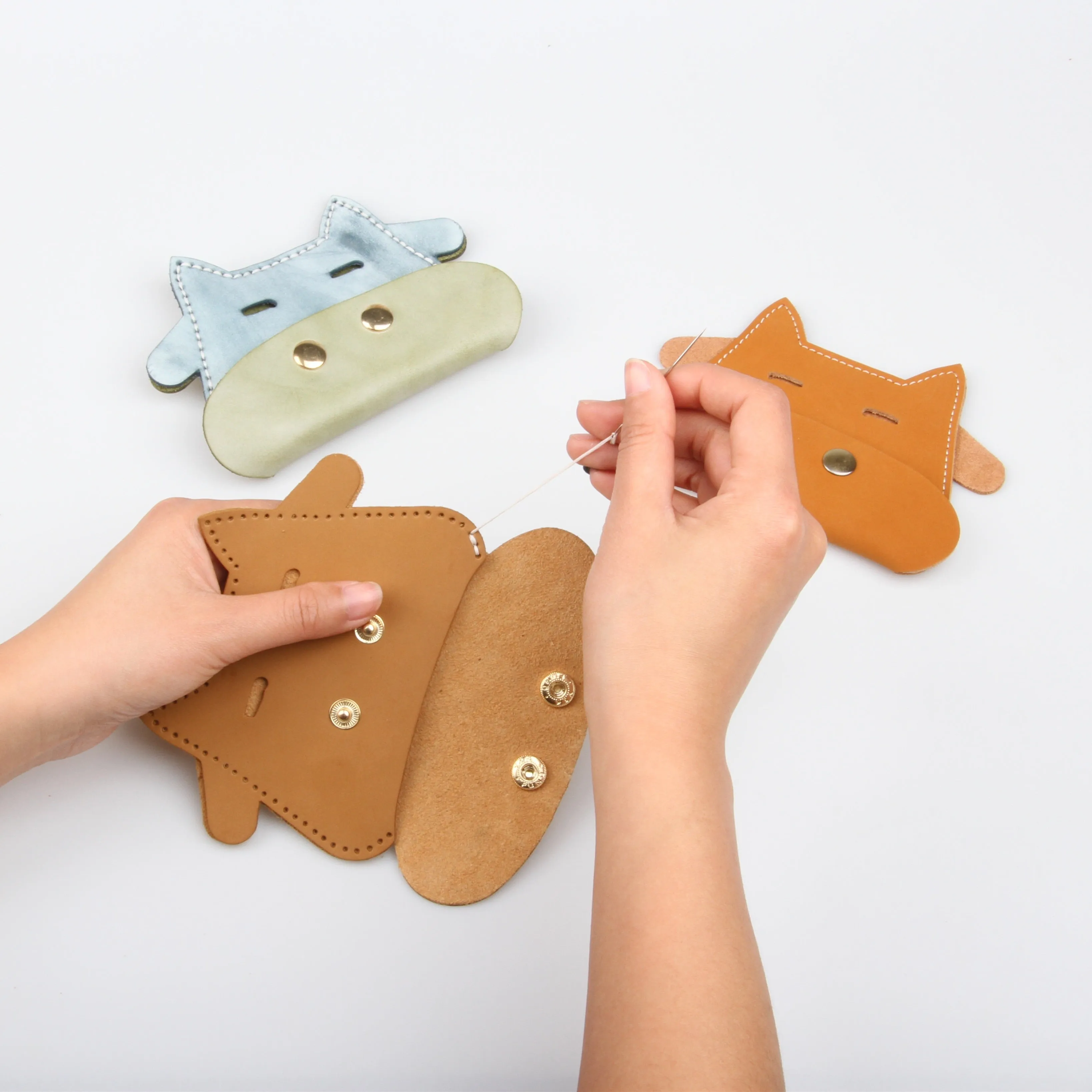 Leather Card Holder Kit DIY Leather Cow Coin Wallets Kit DIY Eco Leather Projects DIY Leather Kit
