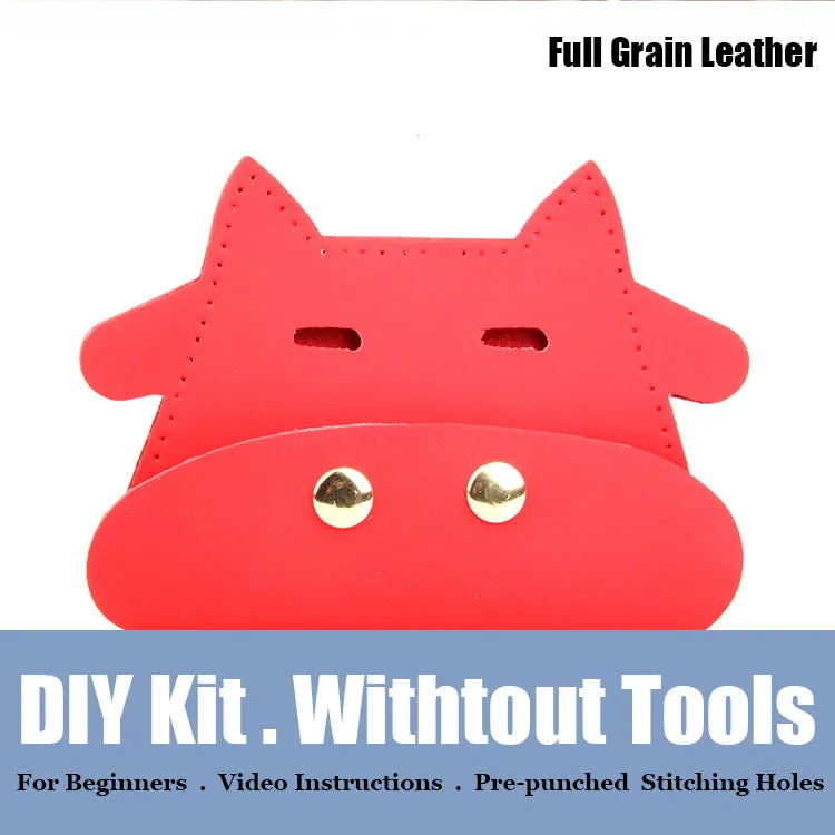 Leather Card Holder Kit DIY Leather Cow Coin Wallets Kit DIY Eco Leather Projects DIY Leather Kit