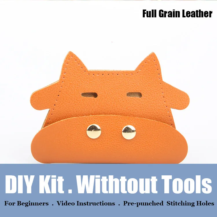 Leather Card Holder Kit DIY Leather Cow Coin Wallets Kit DIY Eco Leather Projects DIY Leather Kit
