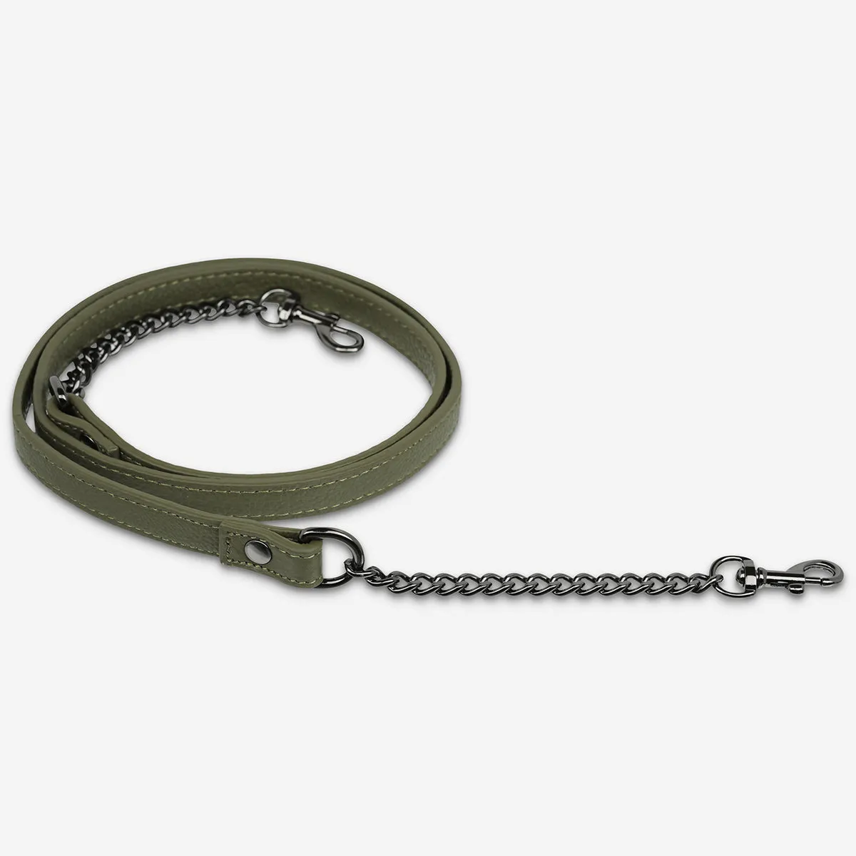 Leather Strap With Chain - Khaki