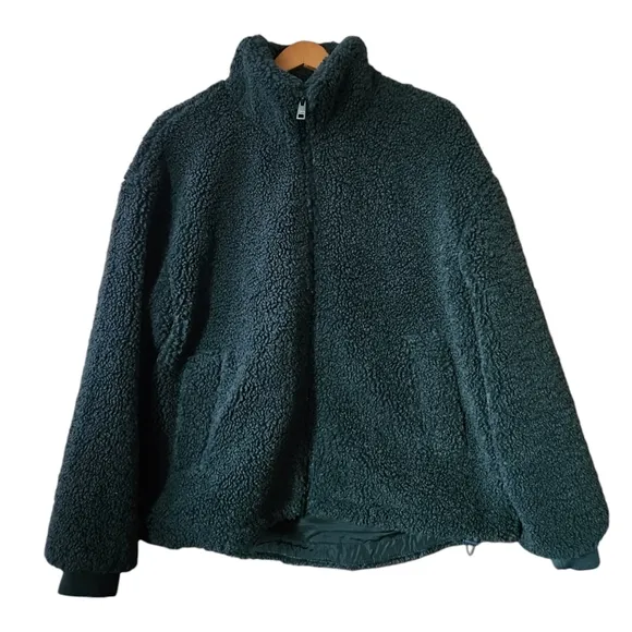 Levi's Women's Size M Zip Up Sherpa Teddy Jacket Dark Sprice Green