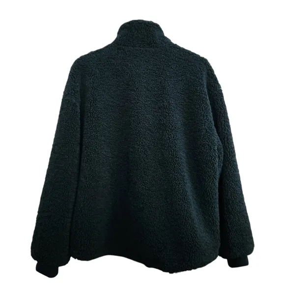 Levi's Women's Size M Zip Up Sherpa Teddy Jacket Dark Sprice Green