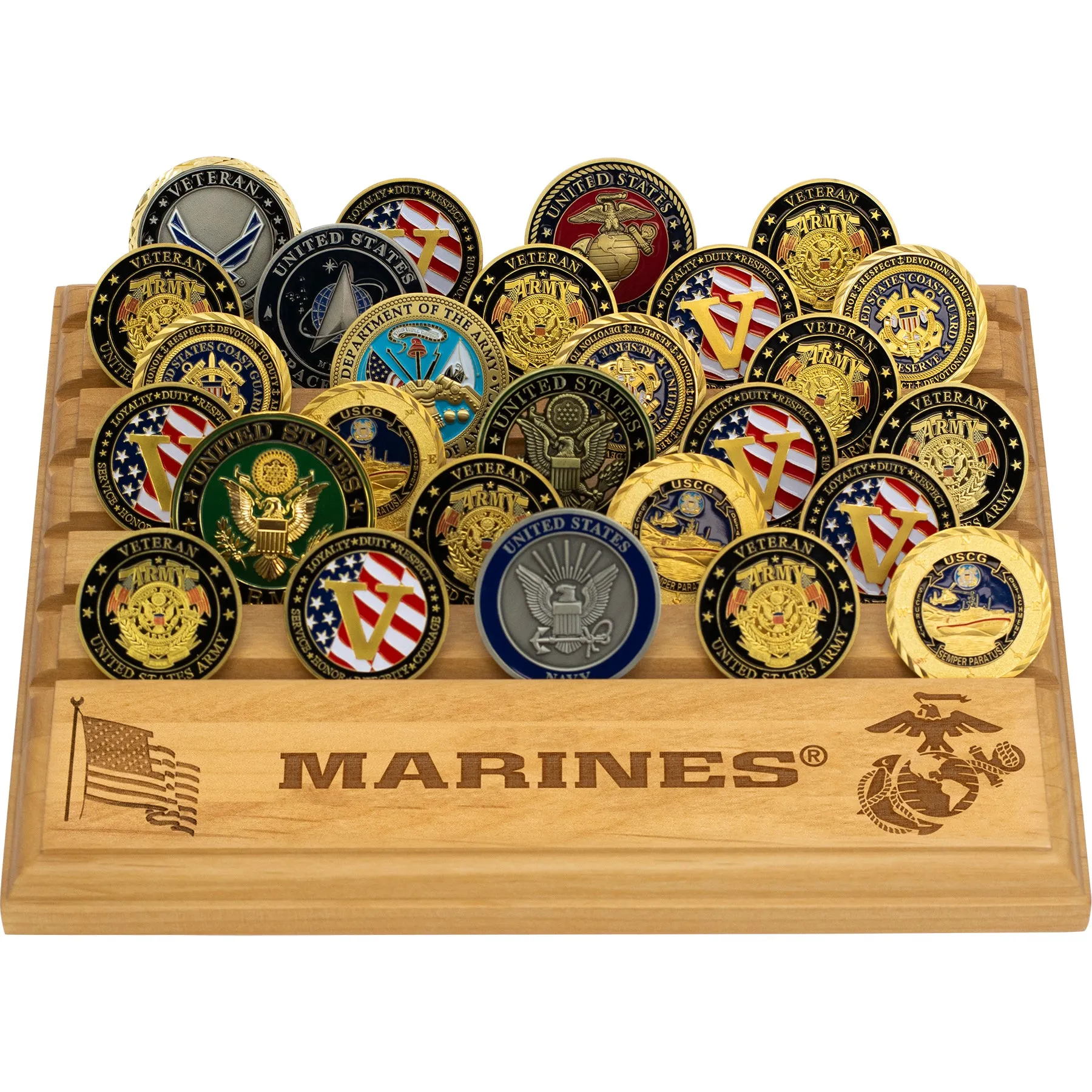 Licensed Military Wooden Coin Holder