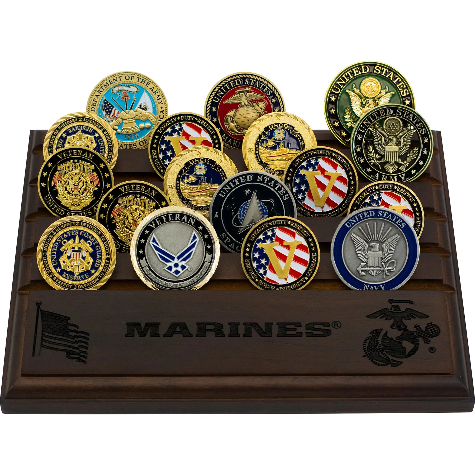 Licensed Military Wooden Coin Holder