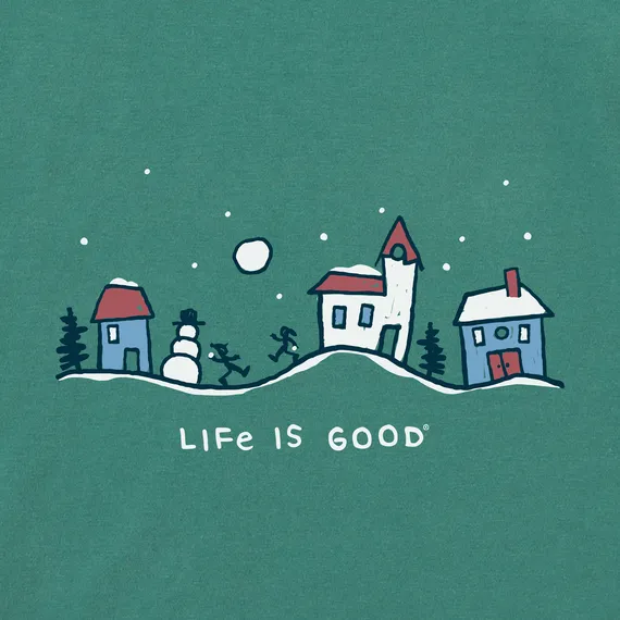 Life is Good Baby Snowman Village Vista Long Sleeve Crusher Bodysuit