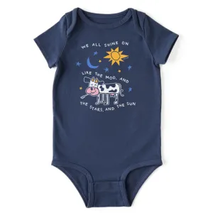 Life is Good Baby We All Shine On Cow Crusher Bodysuit