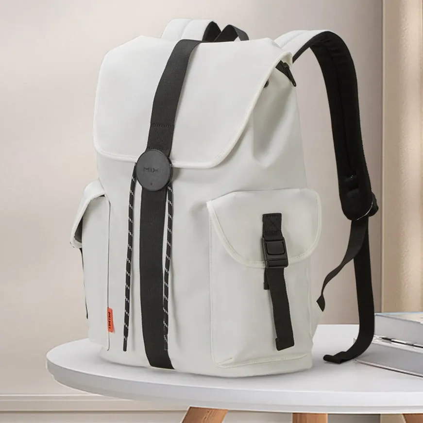 Lightweight Fold-Over Backpack Laptop Backpack, 16 inches, Black/White