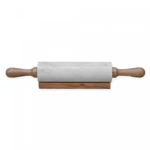 Like New/Unboxed- Artisanal Kitchen Supply Marble Rolling Pin with Holder (White)