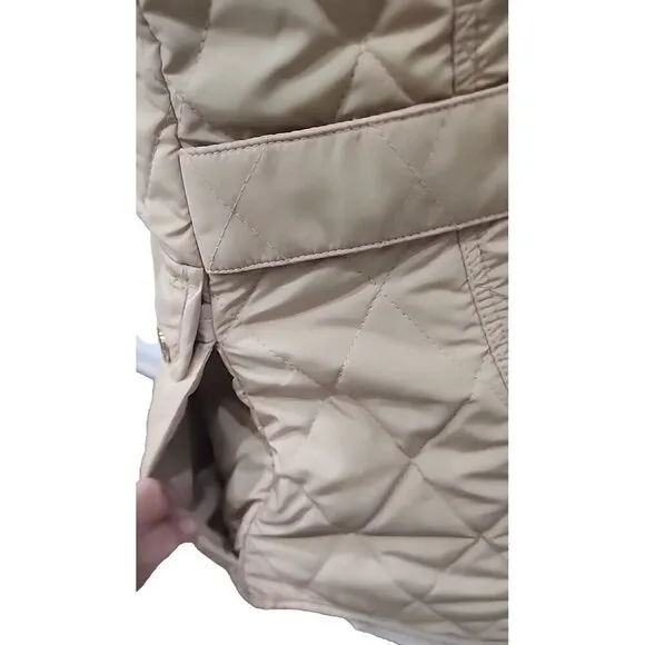 Lilly Pulitzer Quilted Vest Getaway Travel Beige Exterior Pockets Women's XS