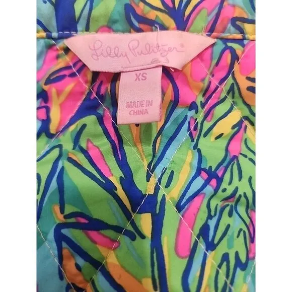 Lilly Pulitzer Quilted Vest Getaway Travel Beige Exterior Pockets Women's XS