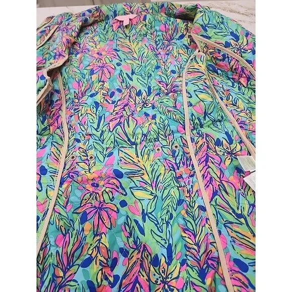 Lilly Pulitzer Quilted Vest Getaway Travel Beige Exterior Pockets Women's XS