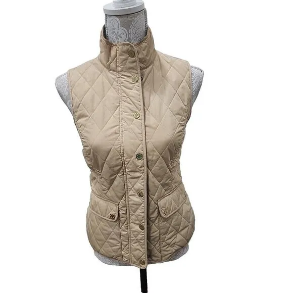 Lilly Pulitzer Quilted Vest Getaway Travel Beige Exterior Pockets Women's XS