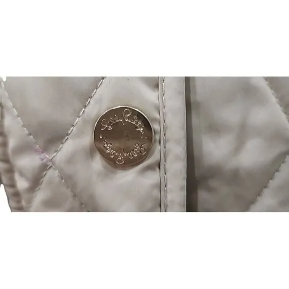 Lilly Pulitzer Quilted Vest Getaway Travel Beige Exterior Pockets Women's XS