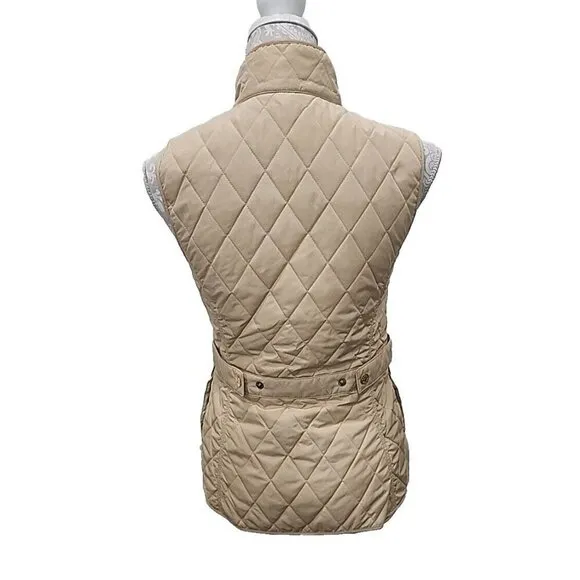 Lilly Pulitzer Quilted Vest Getaway Travel Beige Exterior Pockets Women's XS