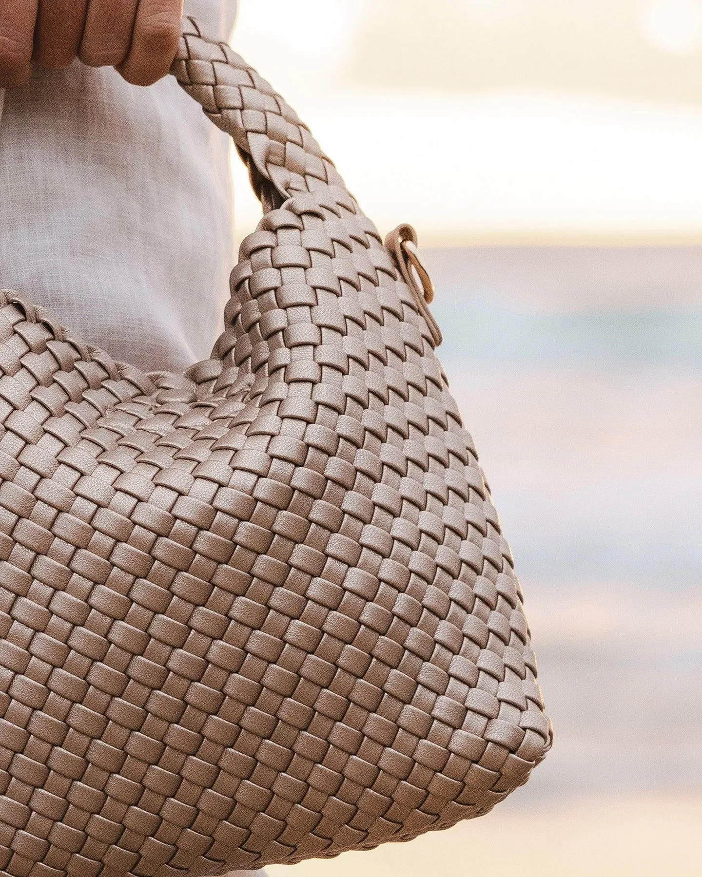 LOUENHIDE Gabby Mini Woven Shoulder Bag - Pink Champagne