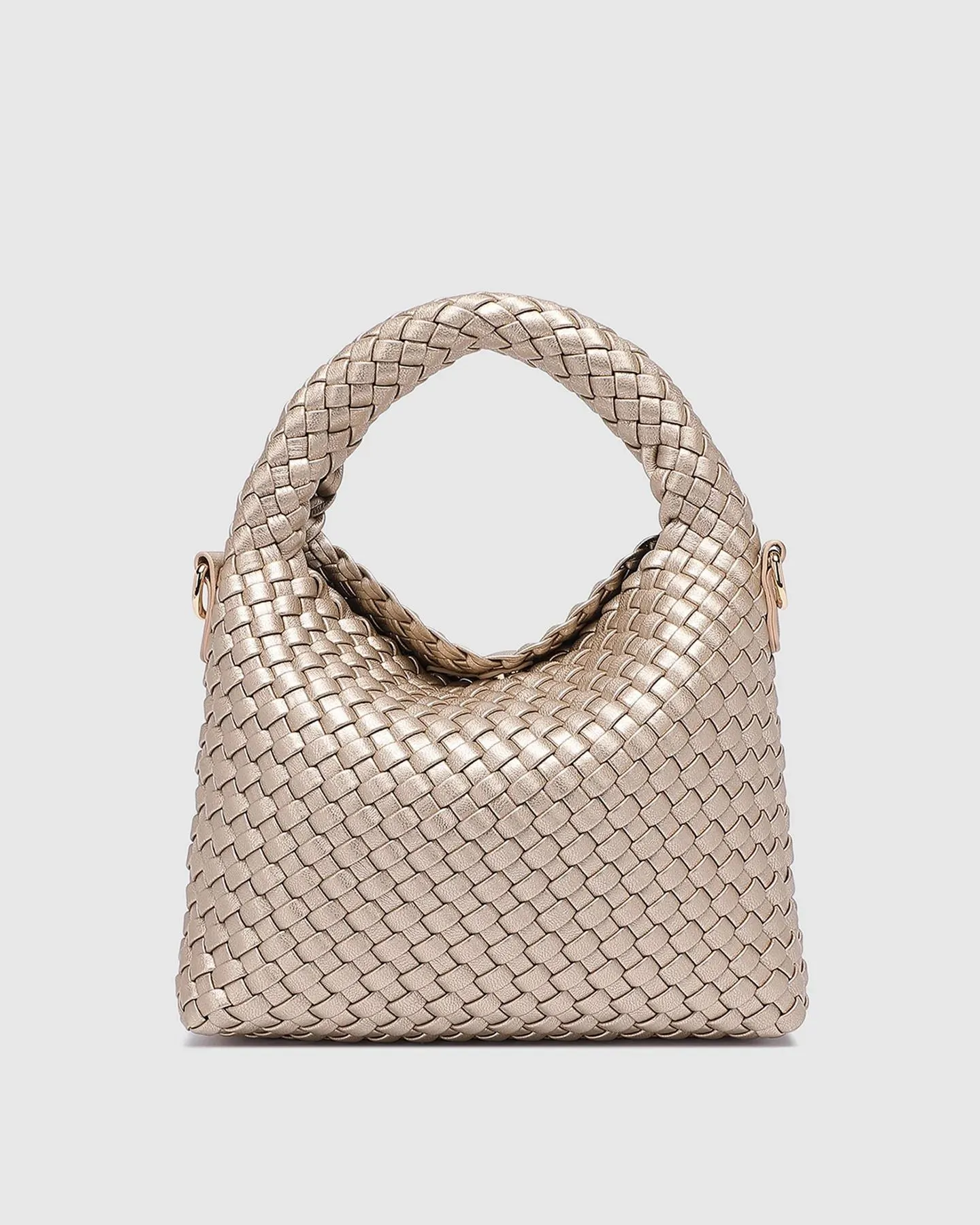 LOUENHIDE Gabby Mini Woven Shoulder Bag - Pink Champagne
