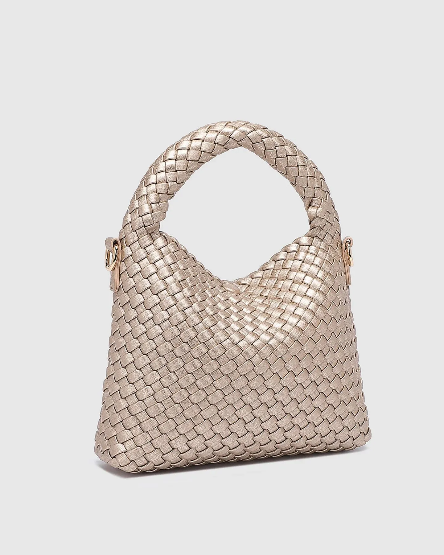LOUENHIDE Gabby Mini Woven Shoulder Bag - Pink Champagne