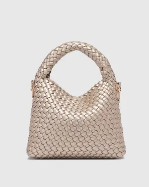 LOUENHIDE Gabby Mini Woven Shoulder Bag - Pink Champagne