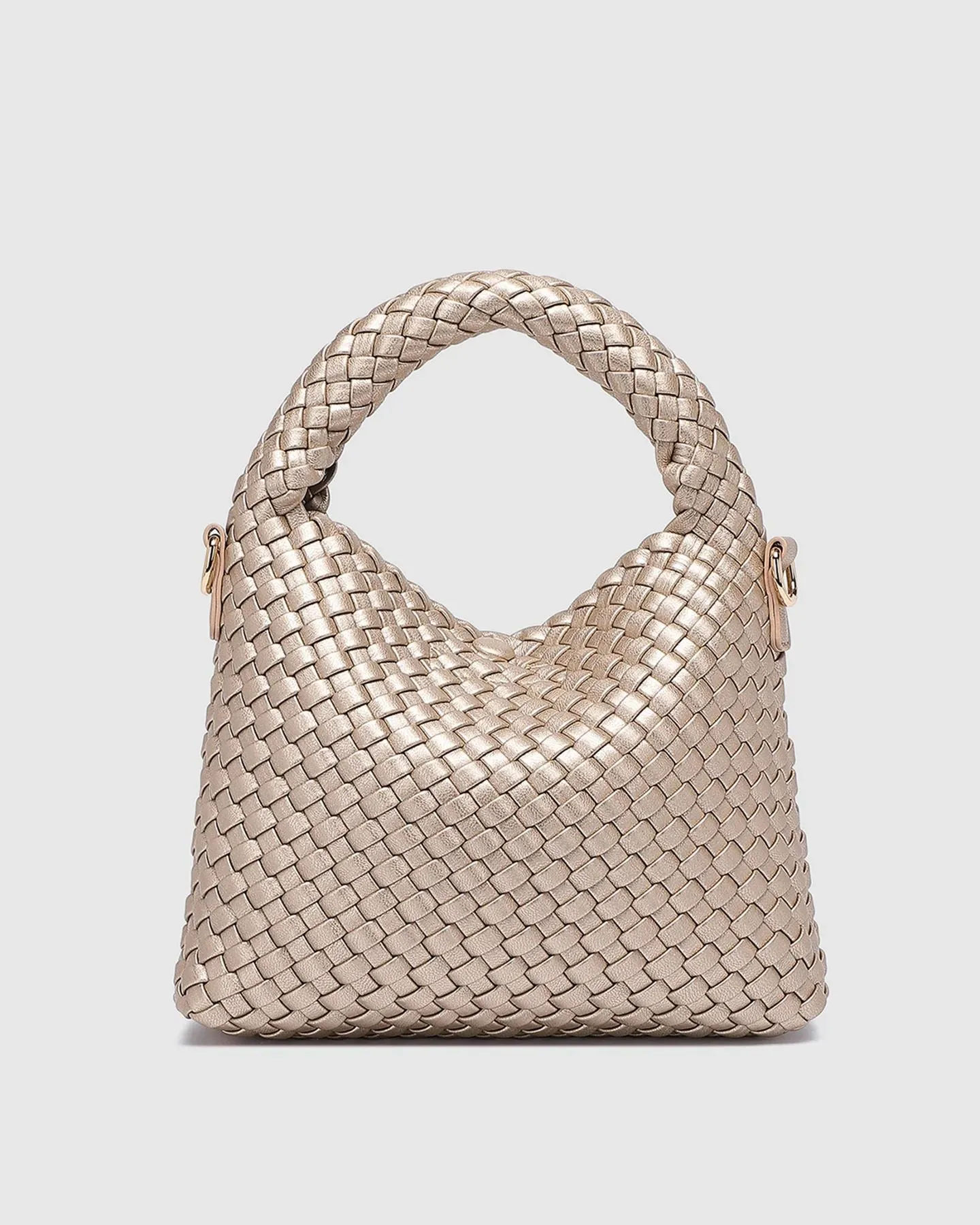 LOUENHIDE Gabby Mini Woven Shoulder Bag - Pink Champagne