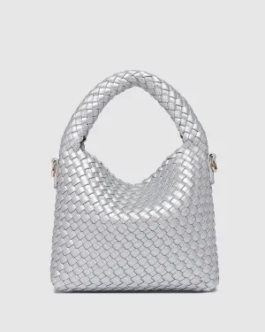 LOUENHIDE Gabby Mini Woven Shoulder Bag - Silver