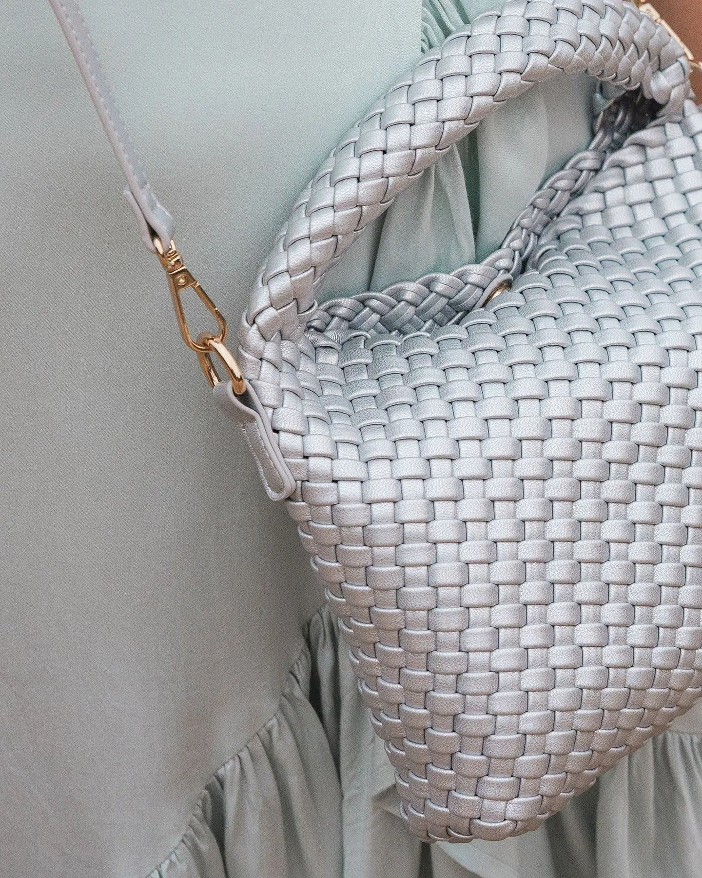 LOUENHIDE Gabby Mini Woven Shoulder Bag - Silver