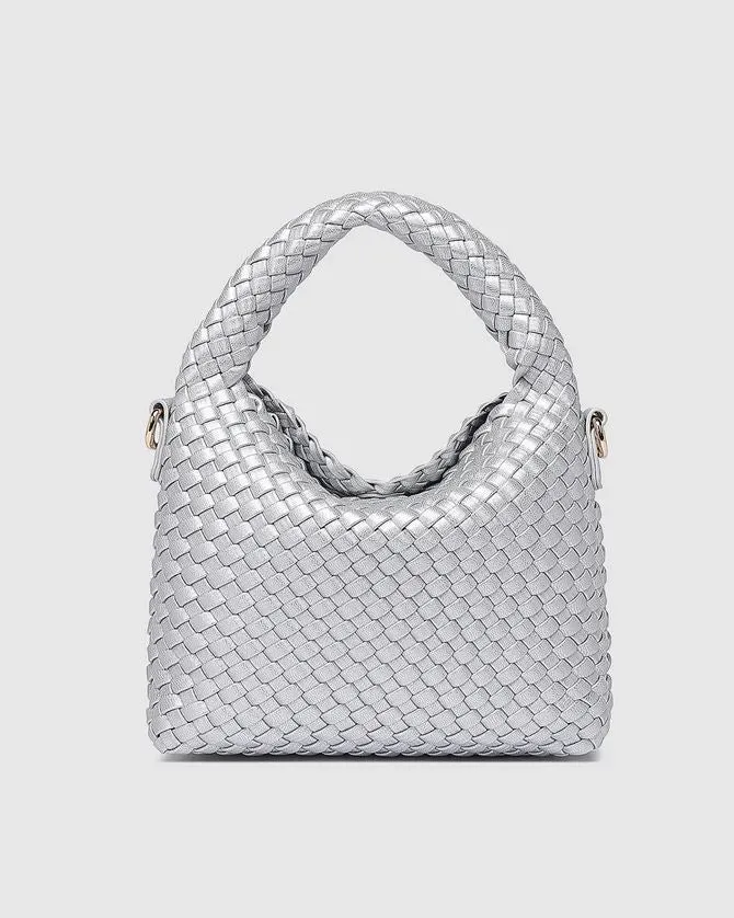 LOUENHIDE Gabby Mini Woven Shoulder Bag - Silver