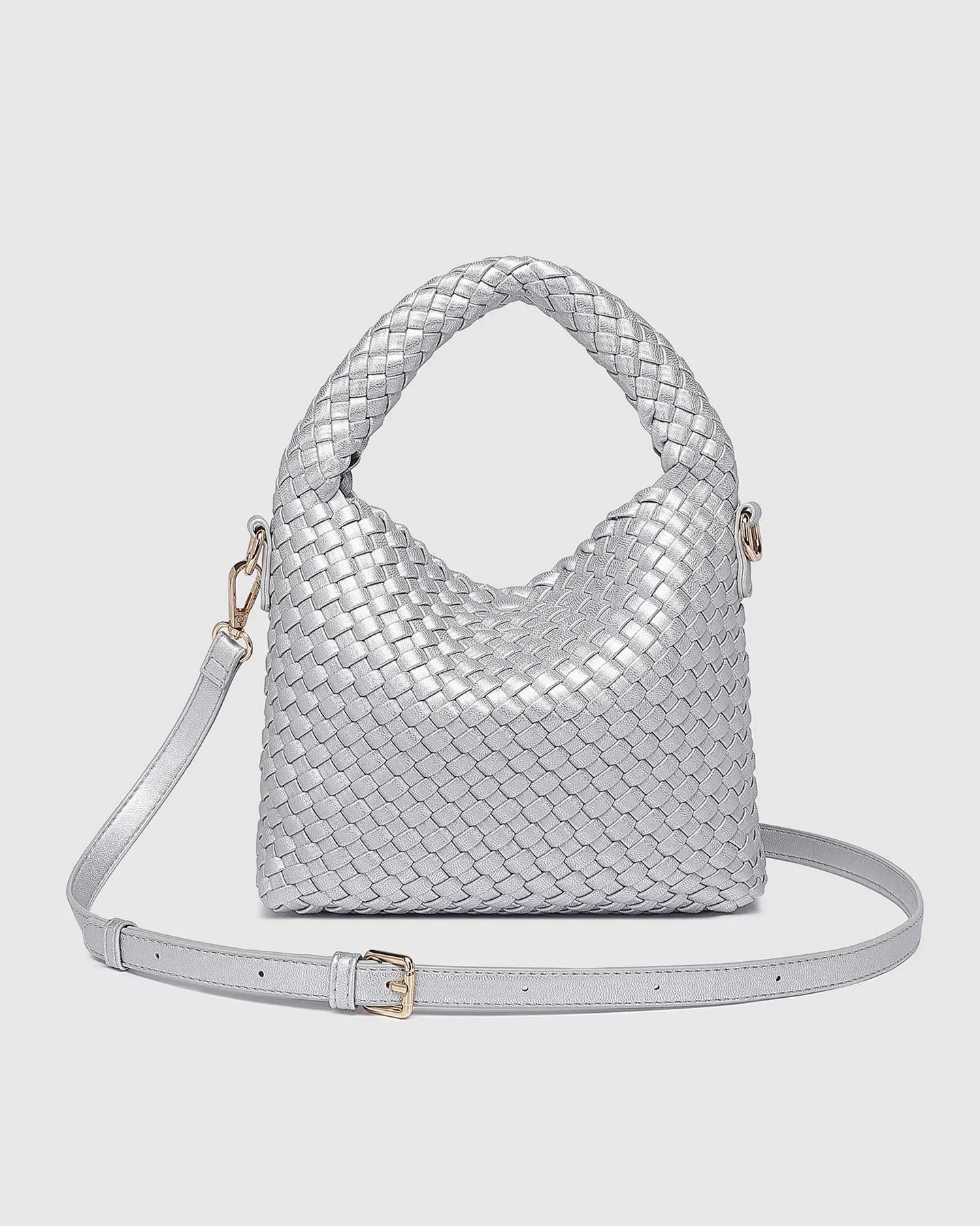 LOUENHIDE Gabby Mini Woven Shoulder Bag - Silver