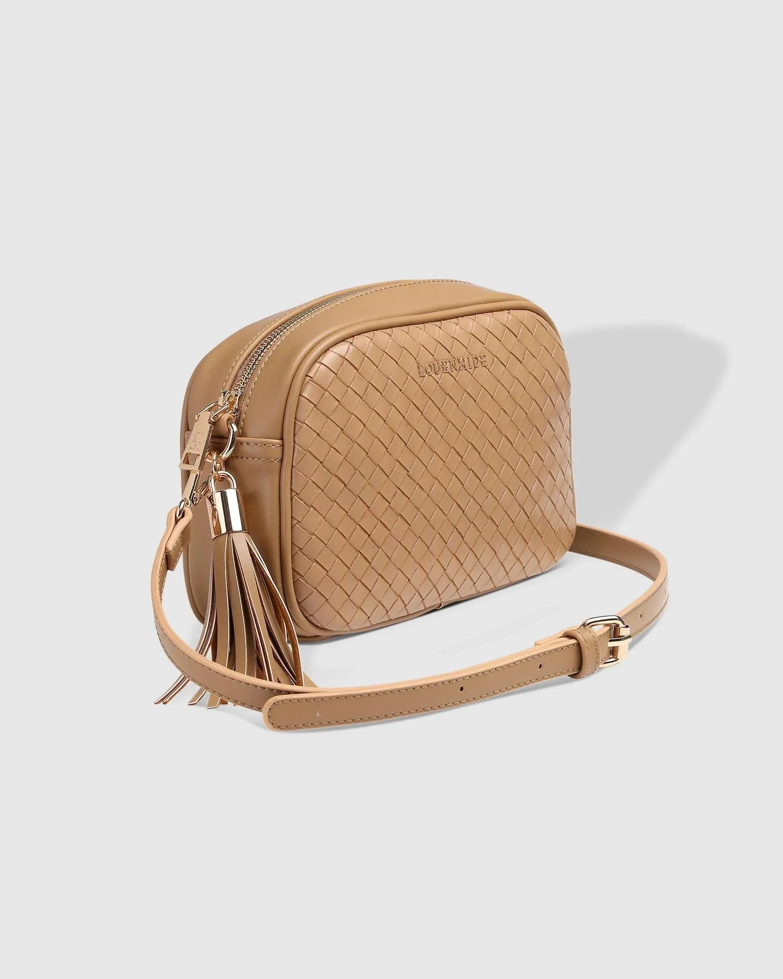 LOUENHIDE Jacinta Woven Crossbody Bag - Camel