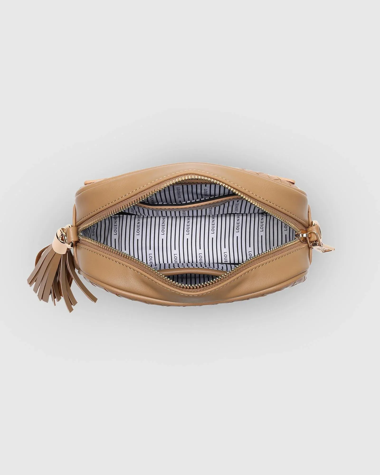 LOUENHIDE Jacinta Woven Crossbody Bag - Camel