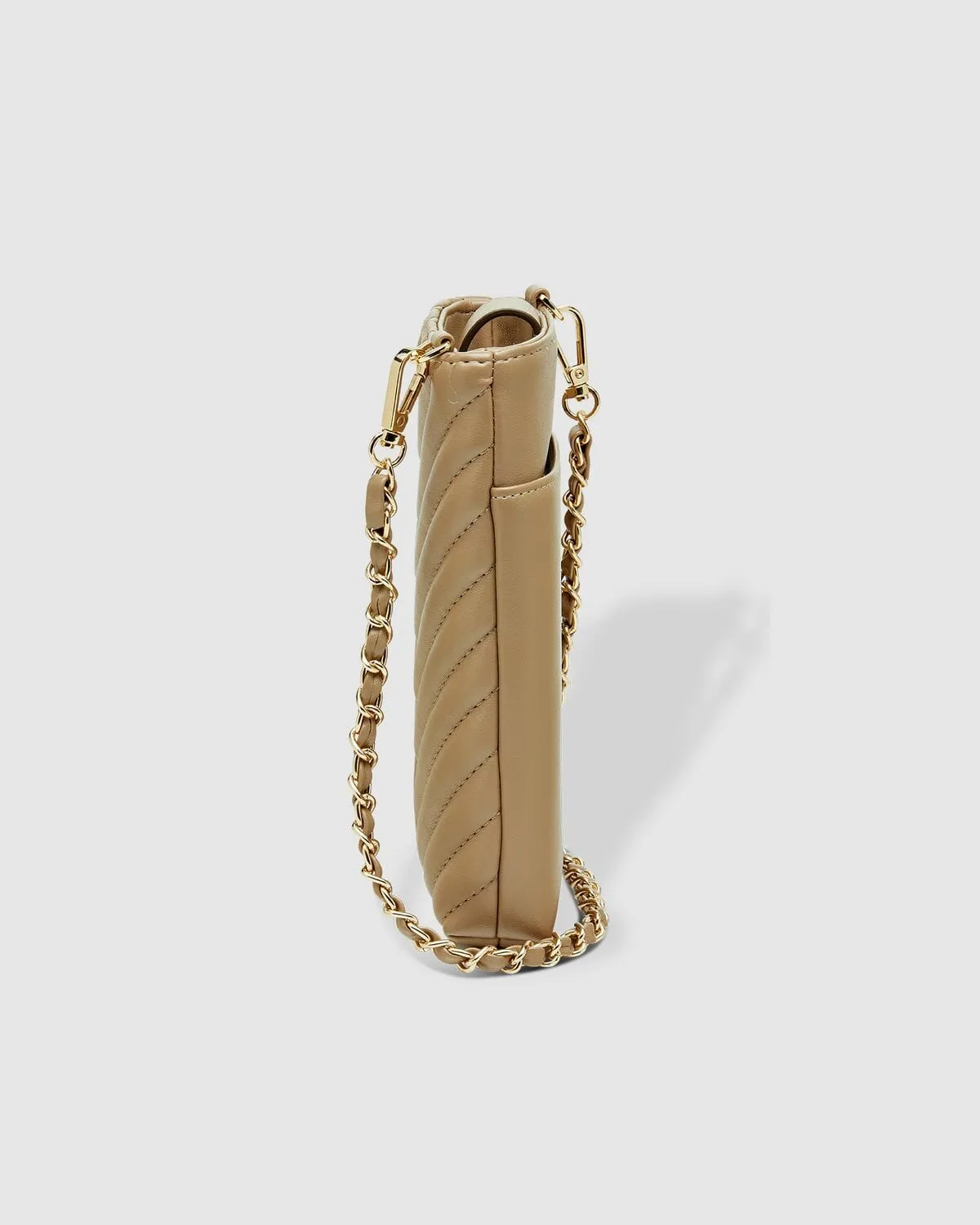 LOUENHIDE Vera Quilted Phone Crossbody Bag - Coffee