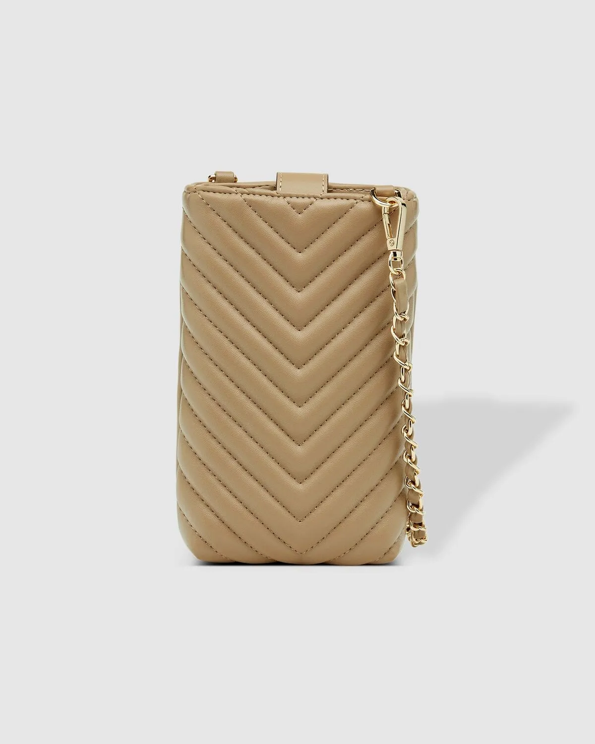 LOUENHIDE Vera Quilted Phone Crossbody Bag - Coffee
