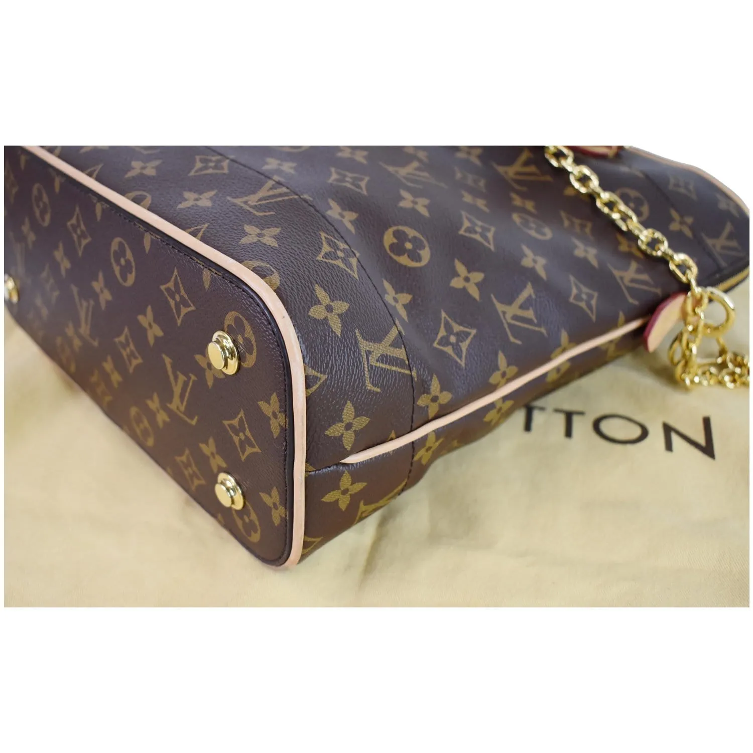 LOUIS VUITTON Carry All MM Monogram Canvas Shoulder Bag Brown