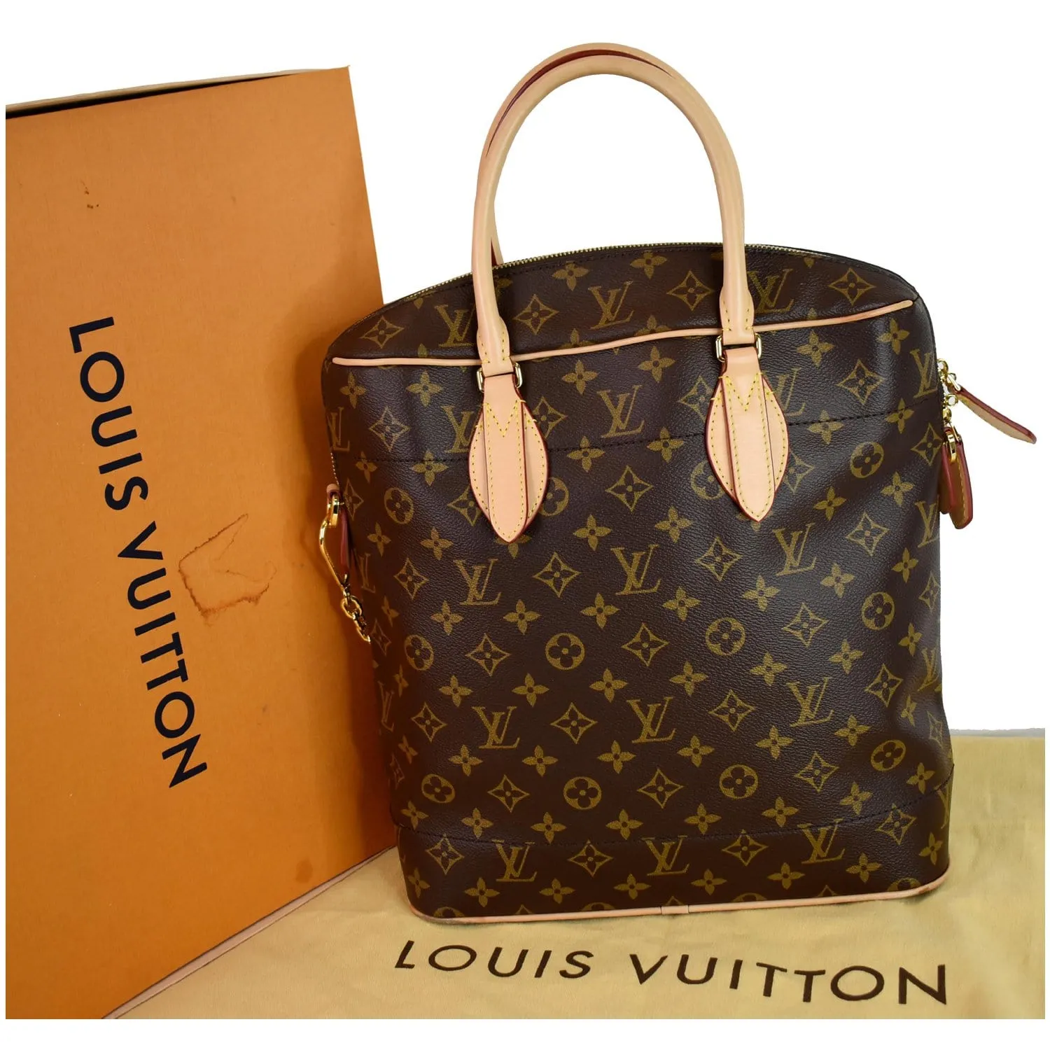 LOUIS VUITTON Carry All MM Monogram Canvas Shoulder Bag Brown