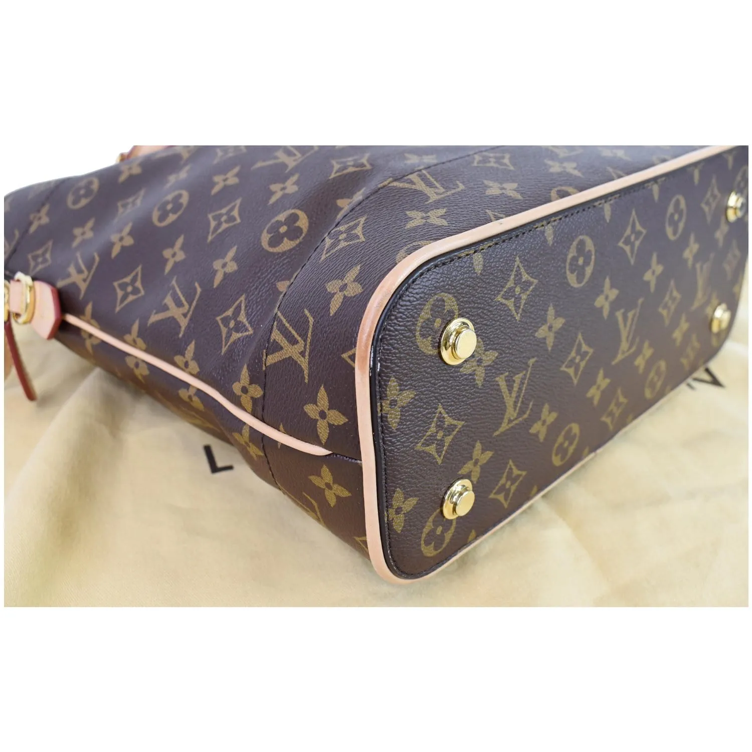 LOUIS VUITTON Carry All MM Monogram Canvas Shoulder Bag Brown