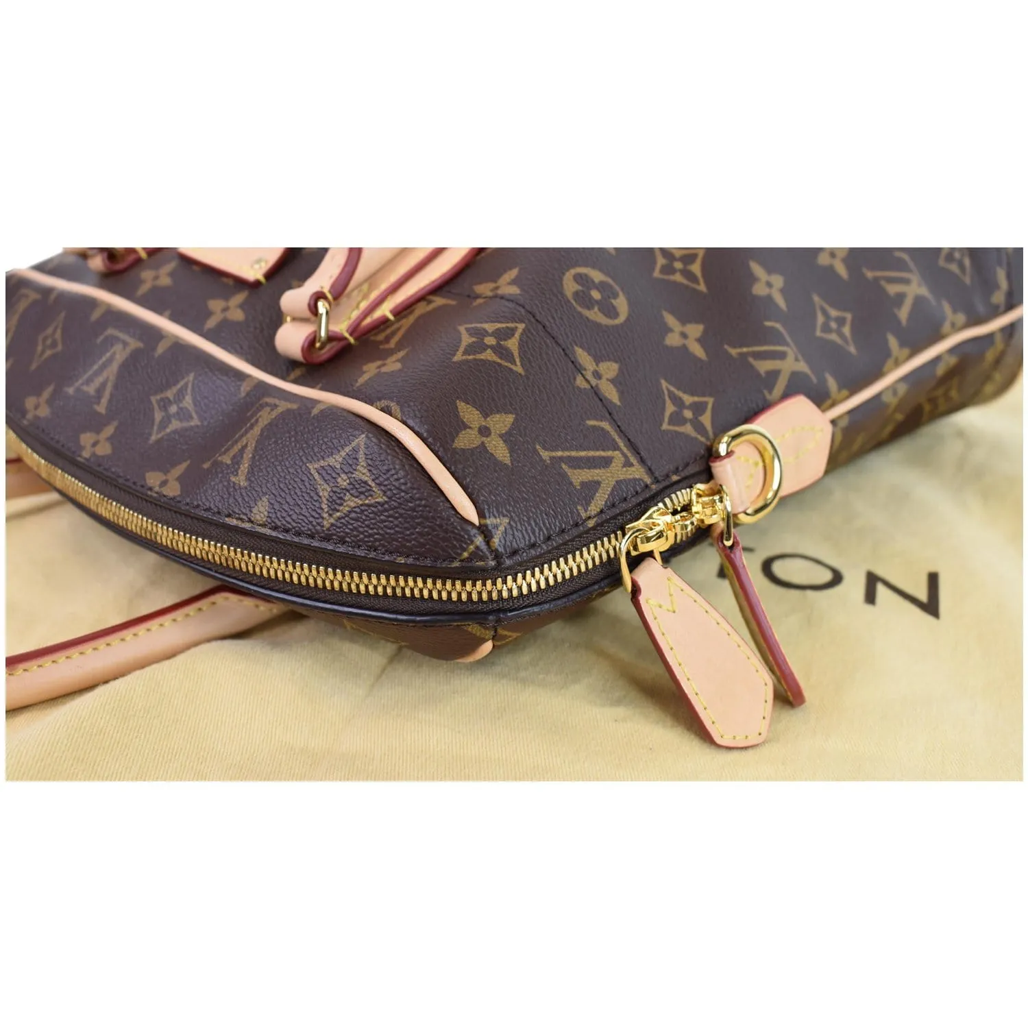 LOUIS VUITTON Carry All MM Monogram Canvas Shoulder Bag Brown