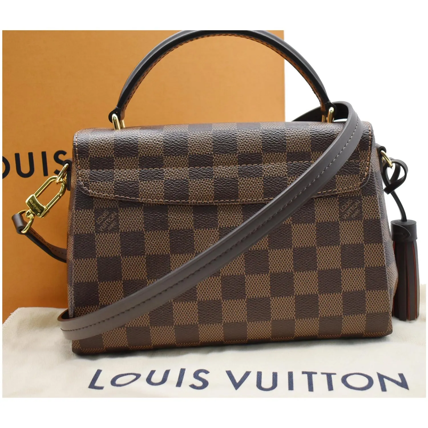 LOUIS VUITTON Croisette Damier Ebene Crossbody Bag Brown