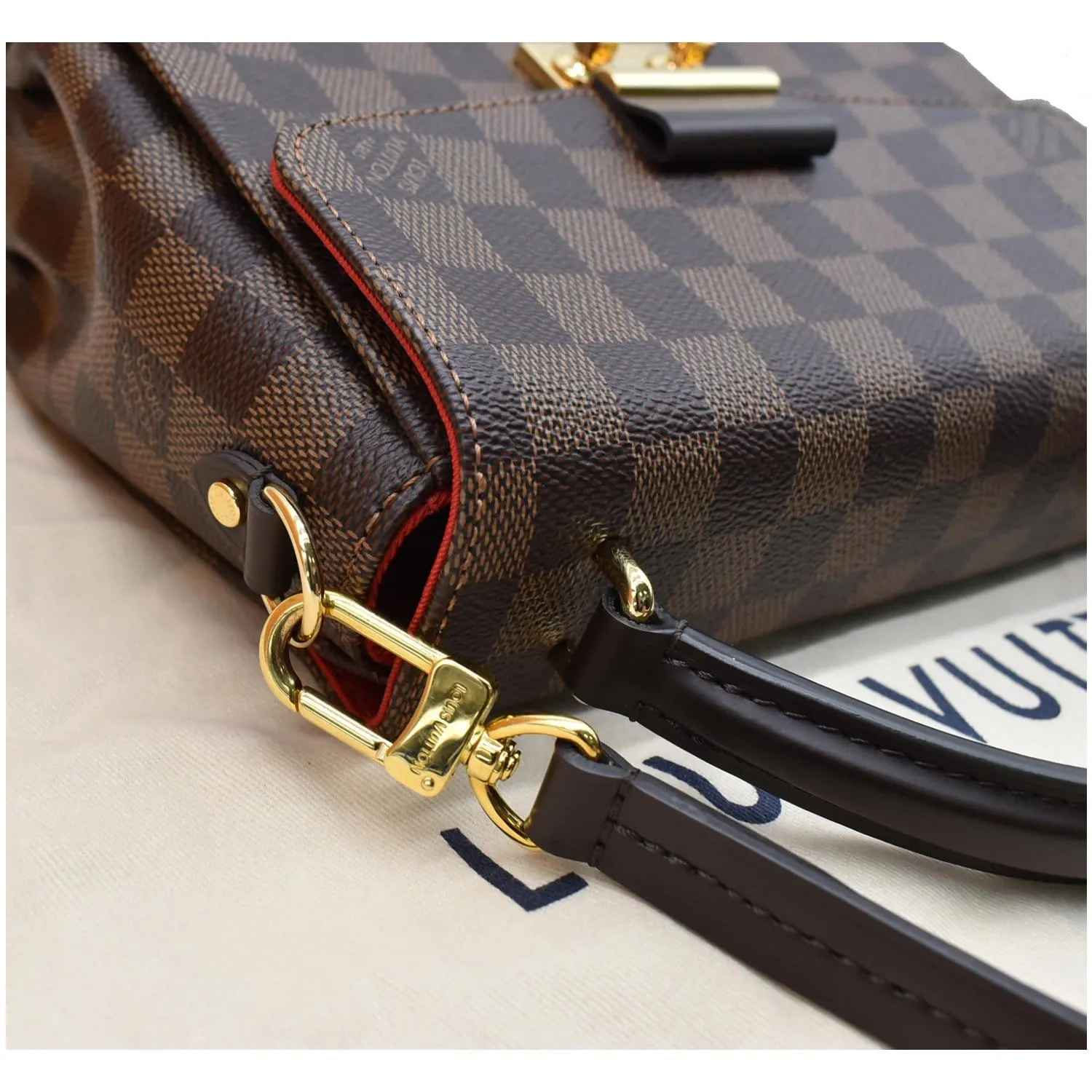 LOUIS VUITTON Croisette Damier Ebene Crossbody Bag Brown