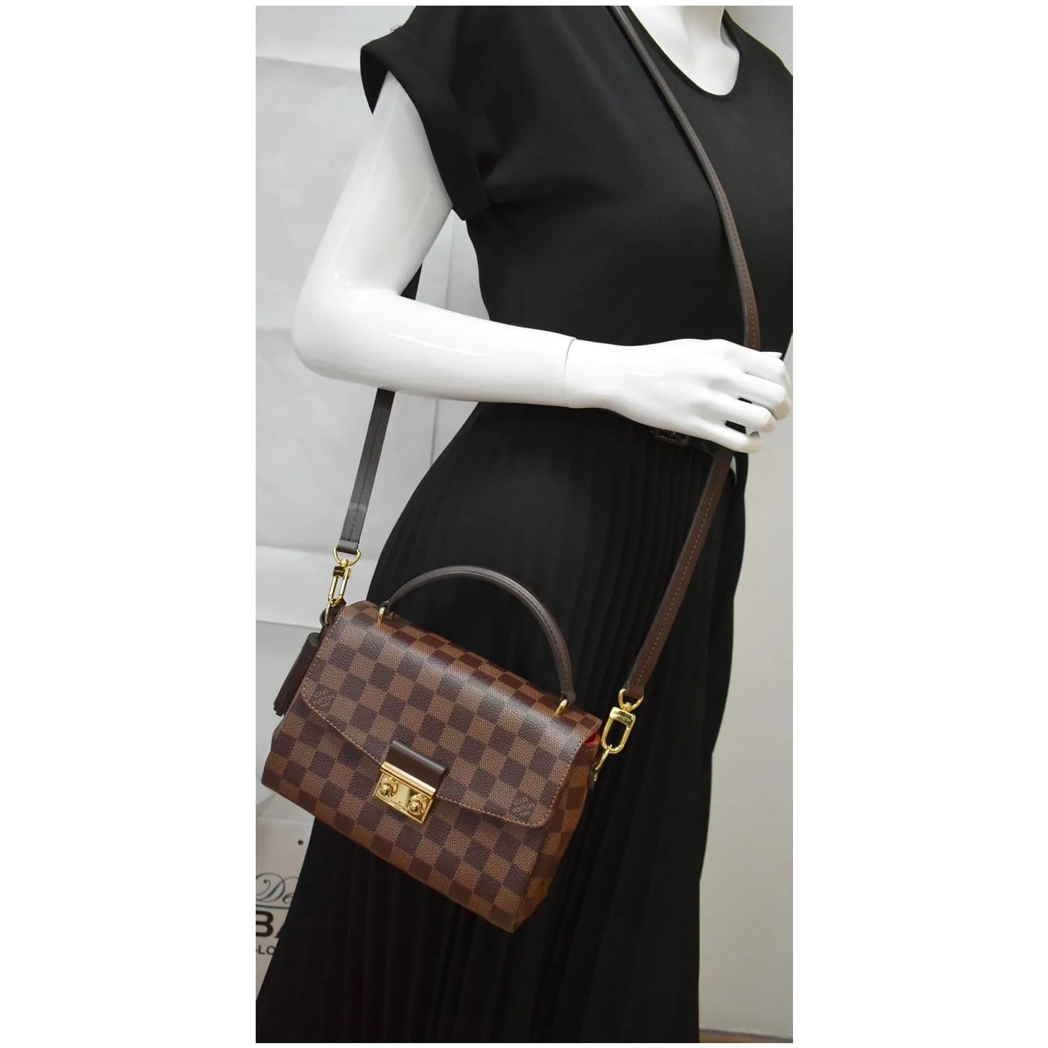 LOUIS VUITTON Croisette Damier Ebene Crossbody Bag Brown