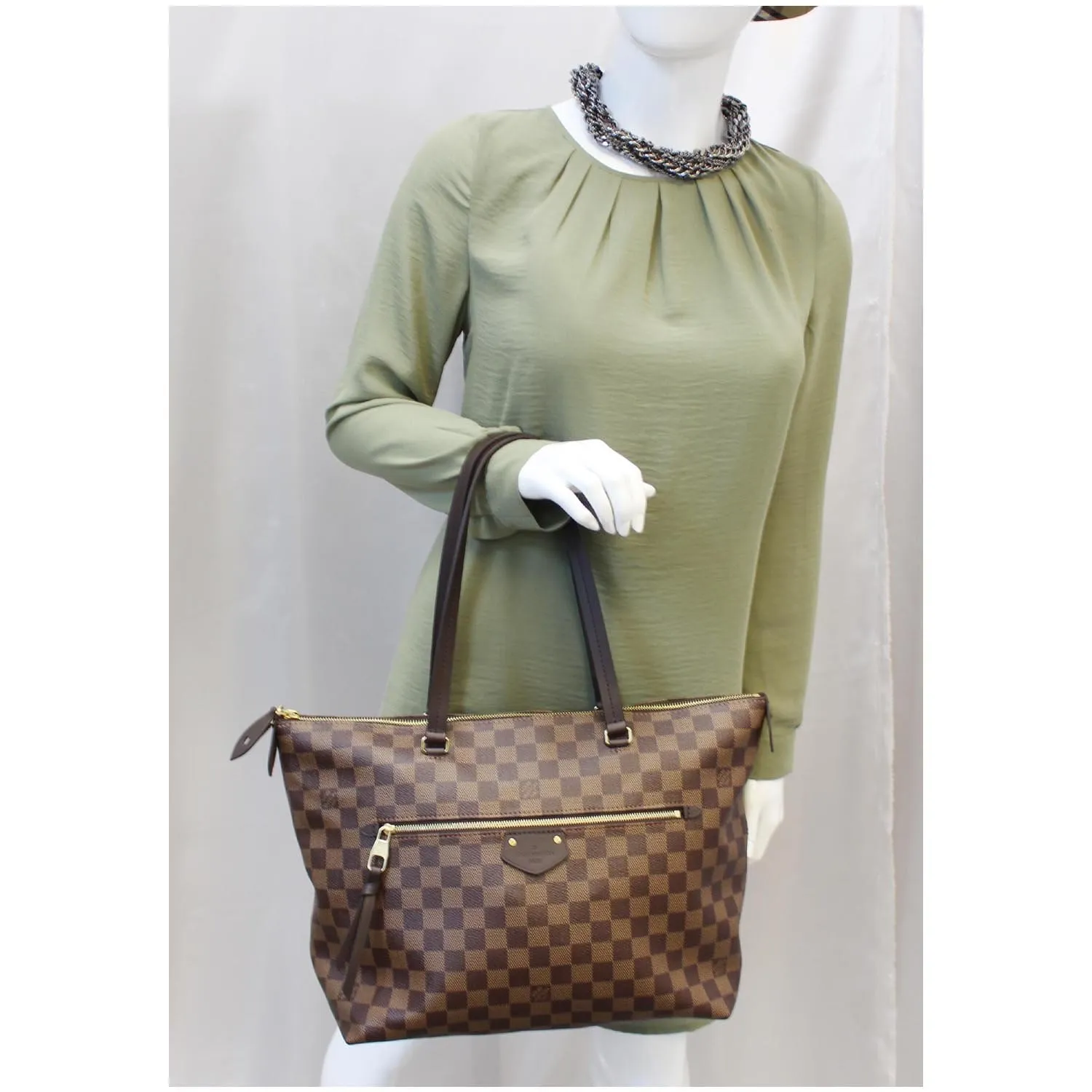 LOUIS VUITTON Iena MM Damier Ebene Shoulder Bag Brown