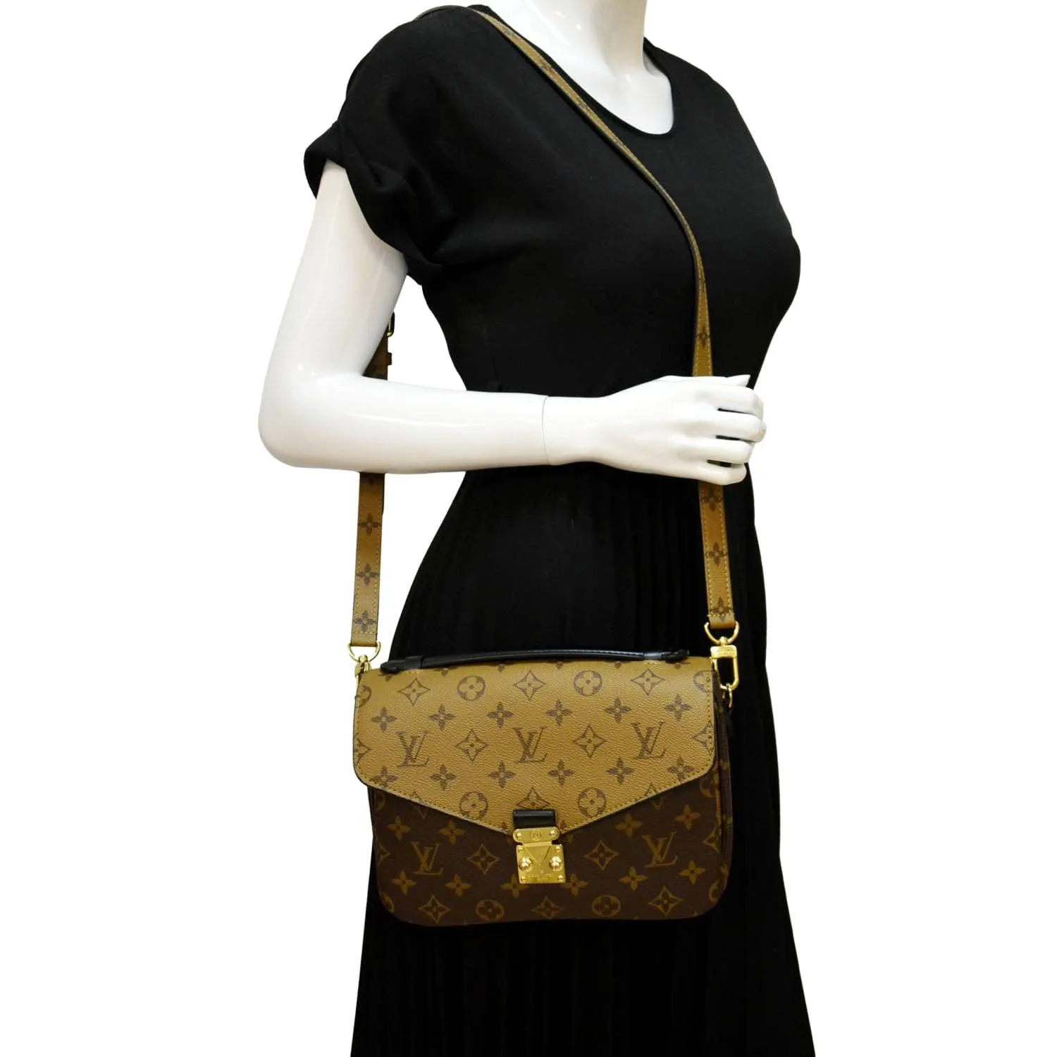 LOUIS VUITTON Metis Pochette Reverse Monogram Canvas Crossbody Bag Brown