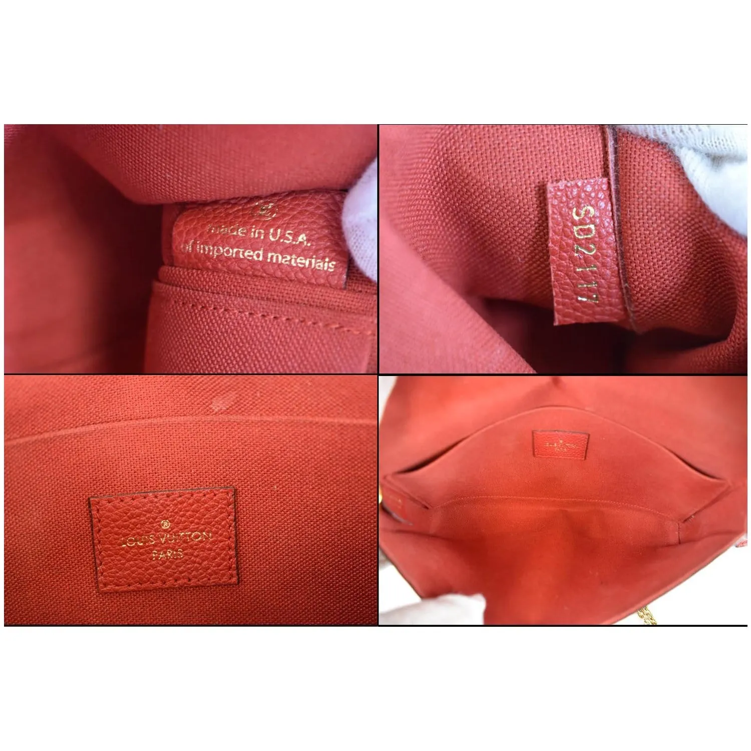 LOUIS VUITTON Pochette Felicie Empreinte Leather Crossbody Bag Red