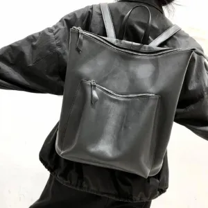 Luna Square Backpack Women's Minimalist Backpack in Black - One Size