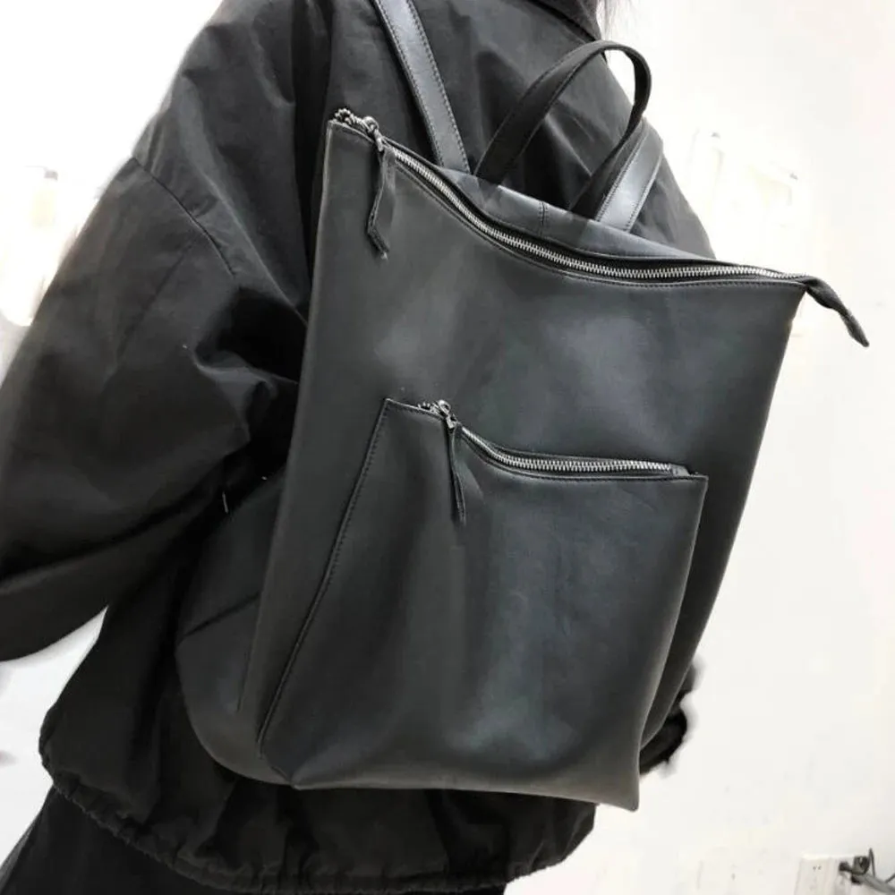 Luna Square Backpack Women's Minimalist Backpack in Black - One Size