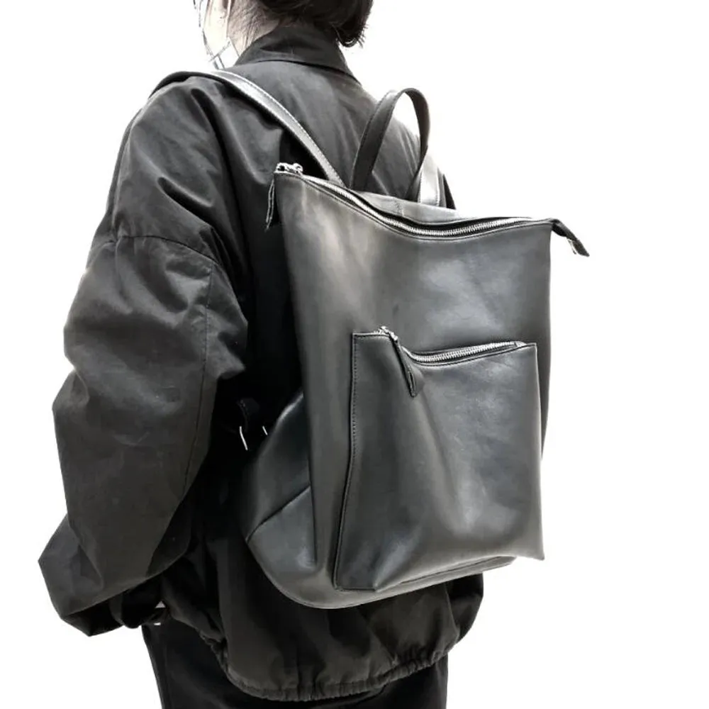 Luna Square Backpack Women's Minimalist Backpack in Black - One Size