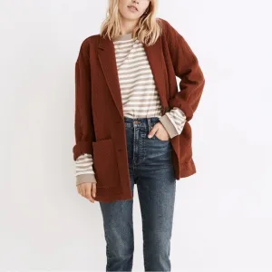 Madewell Diamond Jacquard Shaw Blazer Jacket Coat Stained Mahogany L