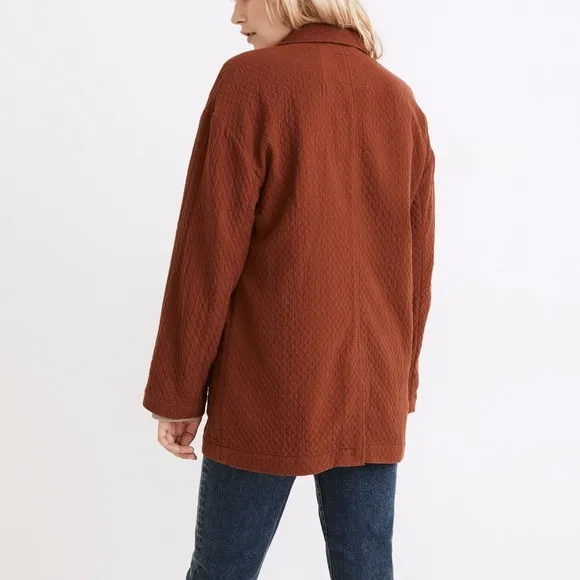 Madewell Diamond Jacquard Shaw Blazer Jacket Coat Stained Mahogany L