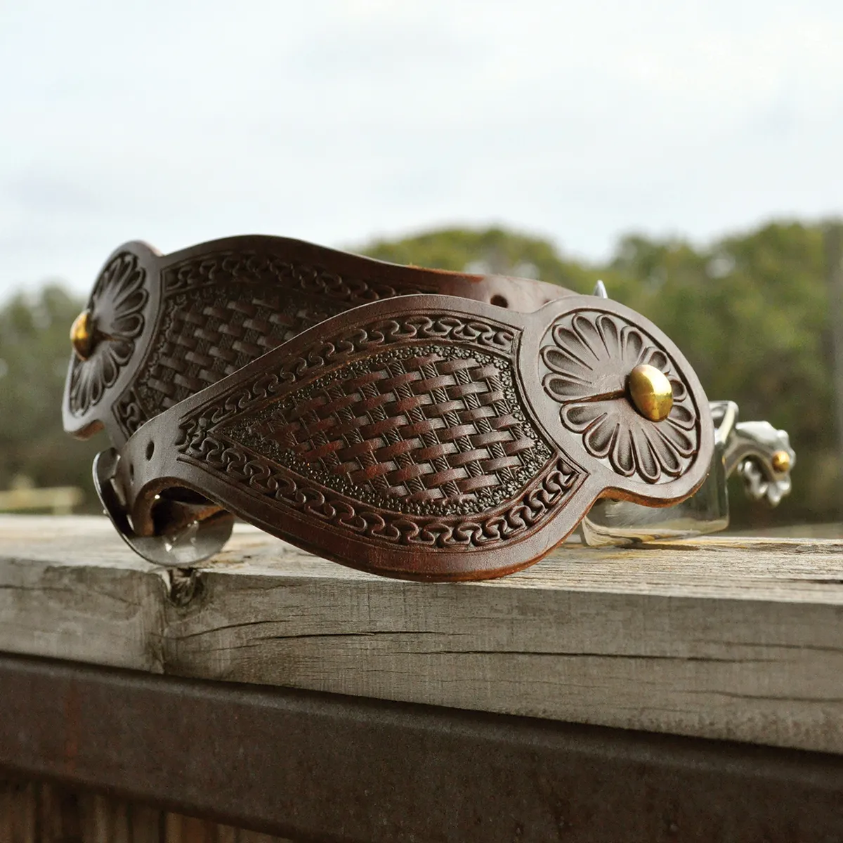 Martin San Carlos and Basket Tooled Tombstone Spur Straps