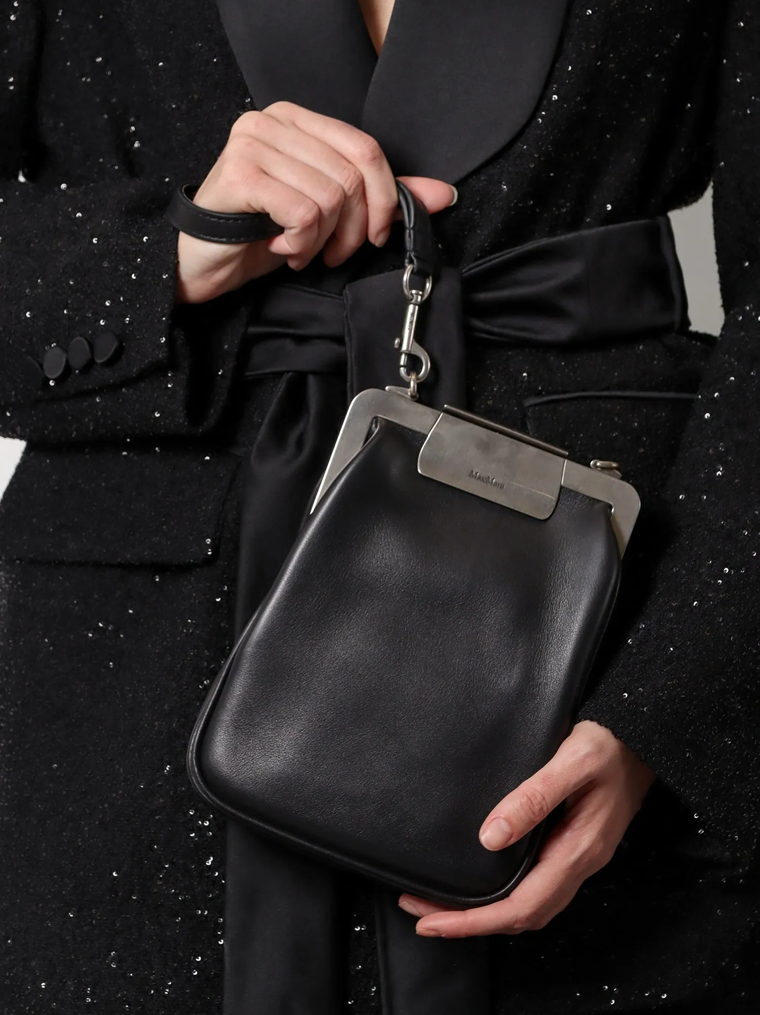 Max Mara Leather Handbag With Metal Logoed Detail
