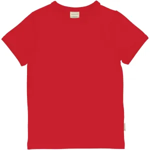 Maxomorra Short Sleeved Basic Top - Ruby